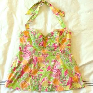 Lilly Pulitzer citrus print halter top size 4
